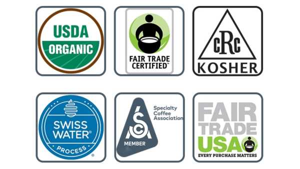 Authorized Wholesale Private Label USDA Organic Certified, Fair Trade Certified, Kosher Certified, Swiss Water Process Certified Logos